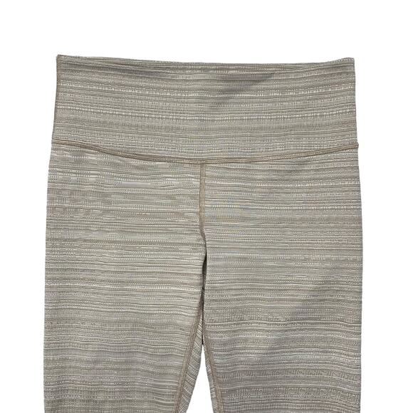 ATHLETA Jacquard Quail Tan Chaturanga Leggings Size Medium #293133 Textured Crop - Picture 5 of 8